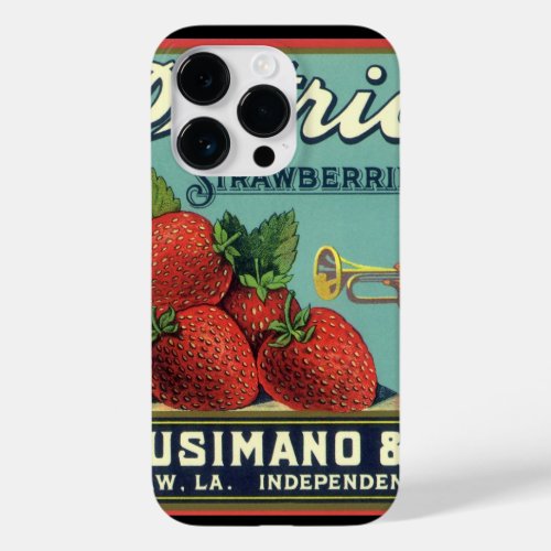 Vintage Fruit Crate Label Art Patriot Strawberries Case_Mate iPhone 14 Pro Case