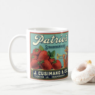 Vintage Fruit Crate Label Art Patriot Strawberries Coffee Mug