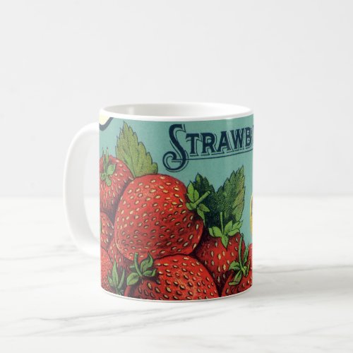 Vintage Fruit Crate Label Art Patriot Strawberries Coffee Mug