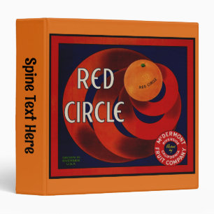 Vintage Fruit Crate Label Art Red Circle Oranges 3 Ring Binder