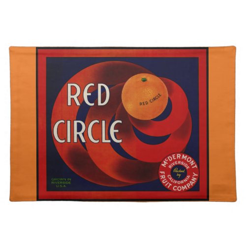 Vintage Fruit Crate Label Art Red Circle Oranges Cloth Placemat