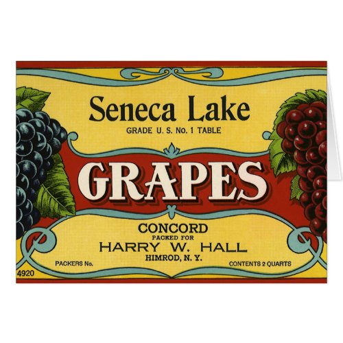 Vintage Fruit Crate Label Art, Seneca Lake Grapes