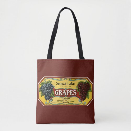 Vintage Fruit Crate Label Art Seneca Lake Grapes Tote Bag