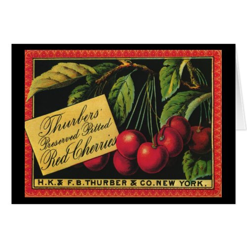 Vintage Fruit Crate Label Art, Thurber Cherries