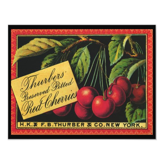 Vintage Fruit Crate Label Art, Thurber Cherries Card