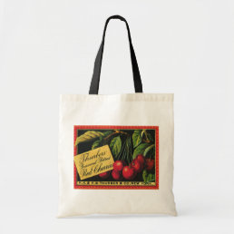 Vintage Fruit Crate Label Art, Thurber Cherries Tote Bag
