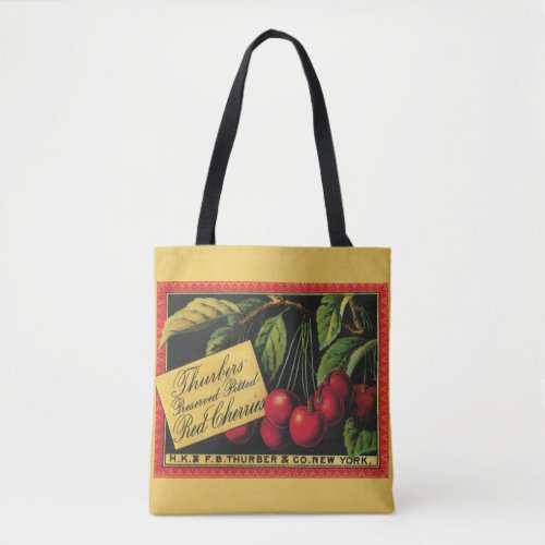 Vintage Fruit Crate Label Art Thurber Cherries Tote Bag