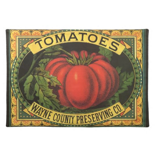 Vintage Fruit Crate Label Art Wayne Co Tomatoes Cloth Placemat