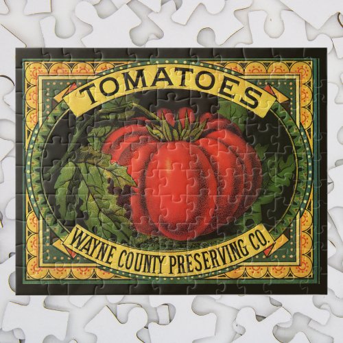 Vintage Fruit Crate Label Art Wayne Co Tomatoes Jigsaw Puzzle