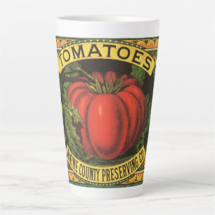 Vintage Fruit Crate Label Art, Wayne Co Tomatoes Latte Mug