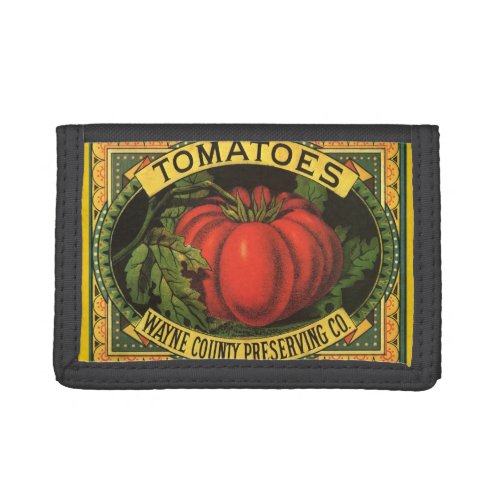 Vintage Fruit Crate Label Art Wayne Co Tomatoes Trifold Wallet