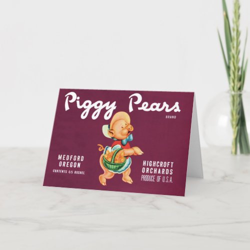 Vintage Fruit Crate Label Art with Piggy Pears