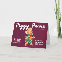 Vintage Fruit Crate Label Art with Piggy Pears
