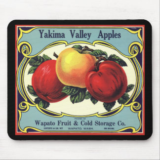 Vintage Fruit Crate Label Art Yakima Valley Apples Mouse Pad