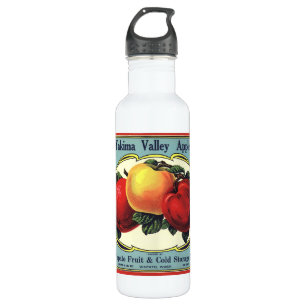 Vintage Fruit Crate Label Art Yakima Valley Apples Water Bottle