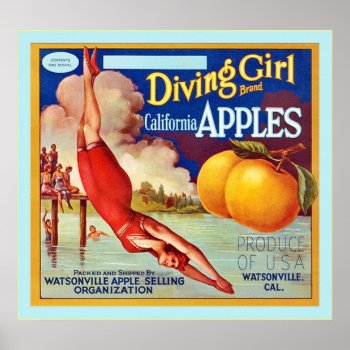 Vintage Fruit Crate Label Poster by VintageFactory at Zazzle