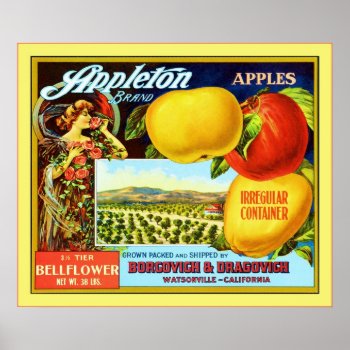 Vintage Fruit Crate Lable Poster by VintageFactory at Zazzle