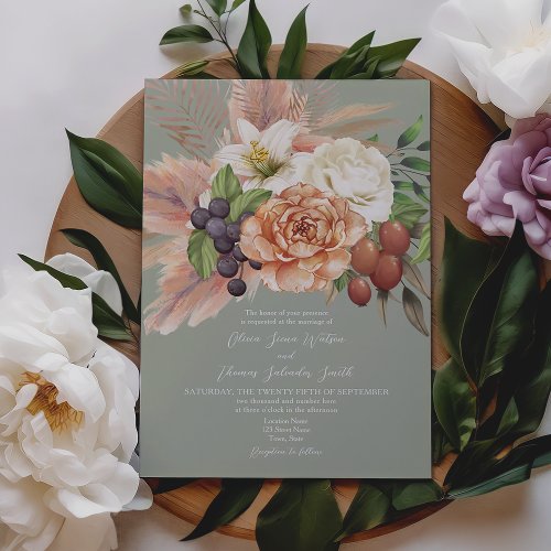 Vintage Fruit Floral Wedding Invitation