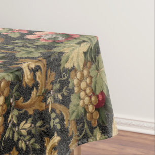 Vintage Fruit Flowers & Grapes Pattern Tablecloth
