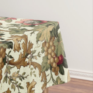 Vintage Fruit Flowers & Grapes Pattern Tablecloth