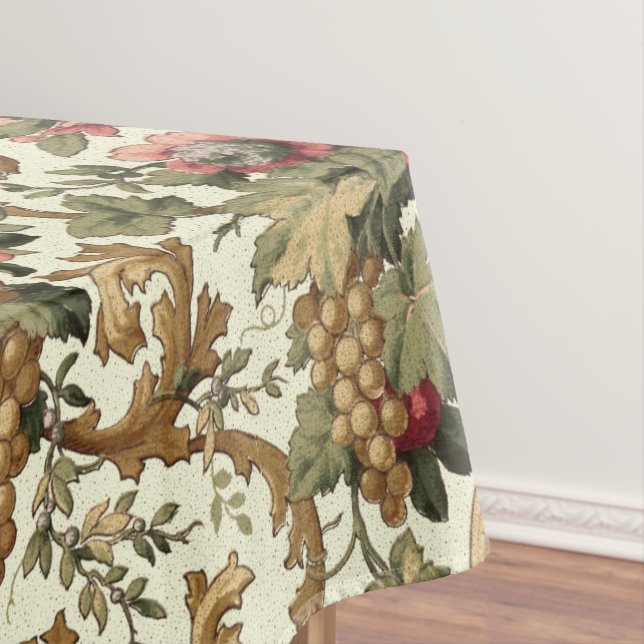 Vintage Fruit Flowers & Grapes Pattern Tablecloth (In Situ)