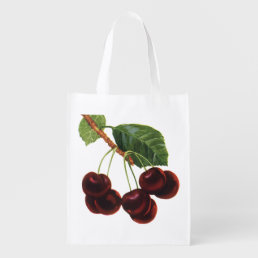 Vintage Fruit Foods, Ripe Cherries from a Tree Grocery Bag