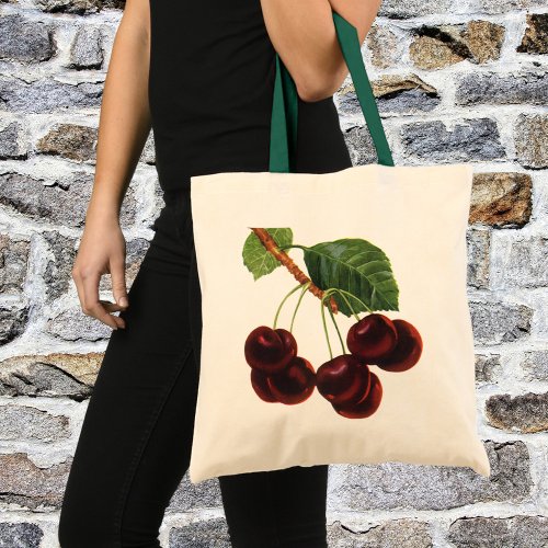 Vintage Fruit Foods Ripe Cherries from a Tree Tote Bag