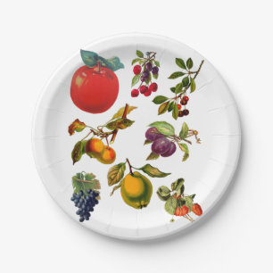 Vintage Fruit Garden Art botanical Illustrations Paper Plates