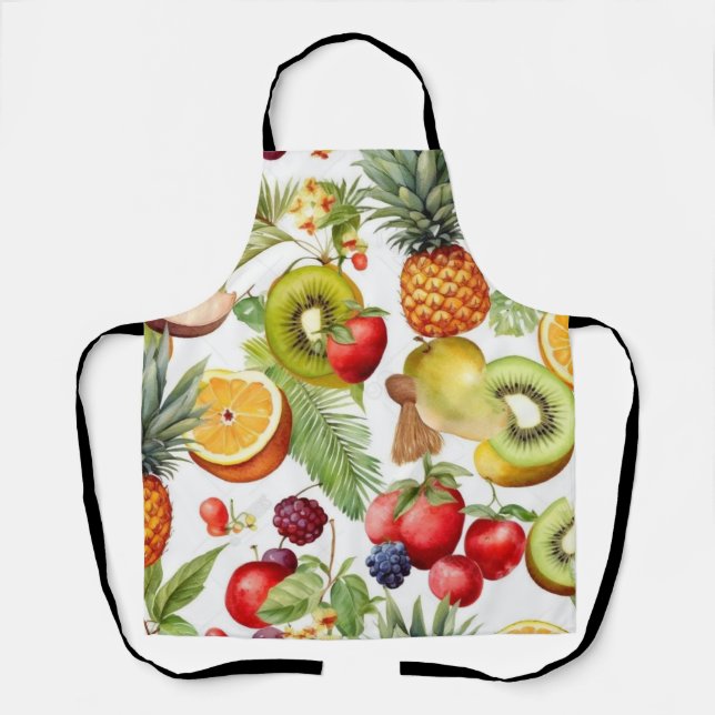 Vintage Fruit Garden Pattern Apron (Front)
