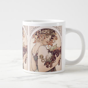 Vintage Fruit Girl by Alphonse Mucha Giant Coffee Mug