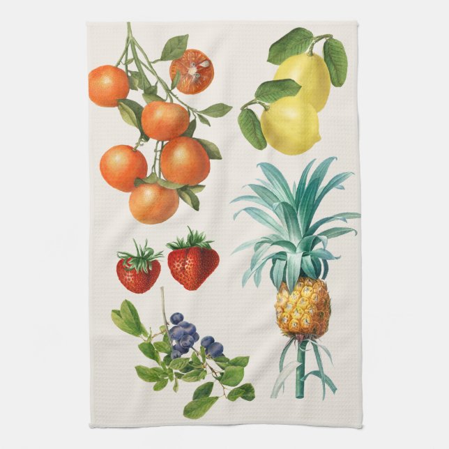 Vintage Fruit Illustrations Kitchen Towel (Vertical)