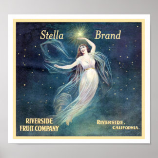 Vintage Fruit Label Art Woman California Poster