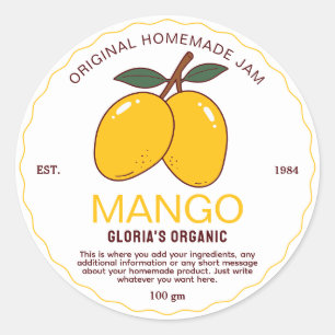 Vintage Fruit Mango Jam Homemade Product Classic Round Sticker