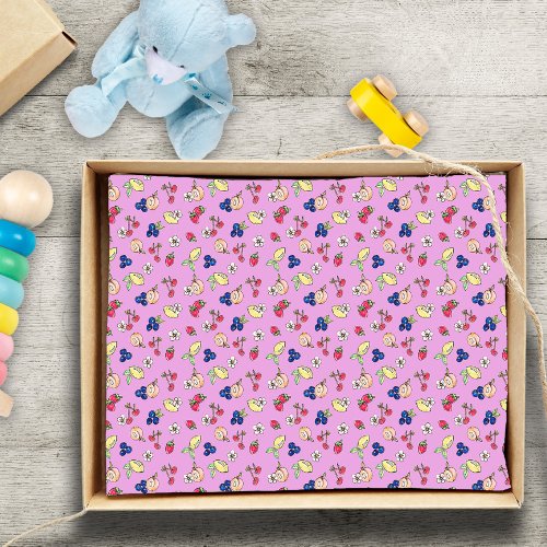 Vintage Fruit Mixed Pattern First Birthday Party Tissue Paper