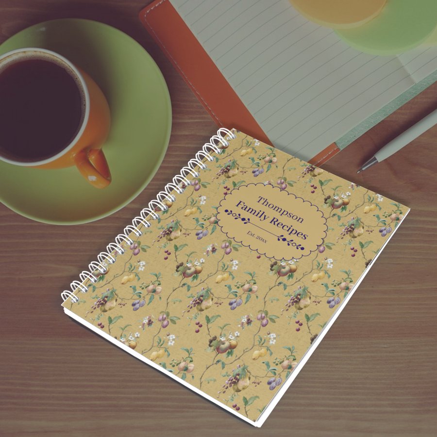 Vintage Fruit Pattern Recipe Notebook