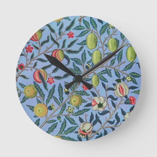 Vintage Fruit Pomegranate Ornament Illustration Round Clock