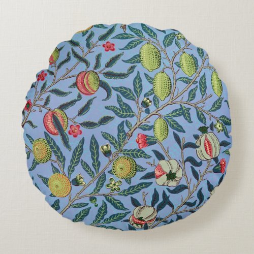 Vintage Fruit Pomegranate Ornament Illustration Round Pillow