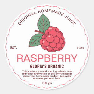 Vintage Fruit Raspberry Juice Homemade Product Classic Round Sticker