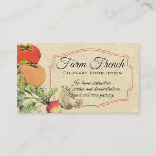 Vintage fruit vegetable culinary chef catering business card