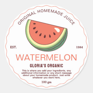 Vintage Fruit Watermelon Juice Homemade Product Classic Round Sticker