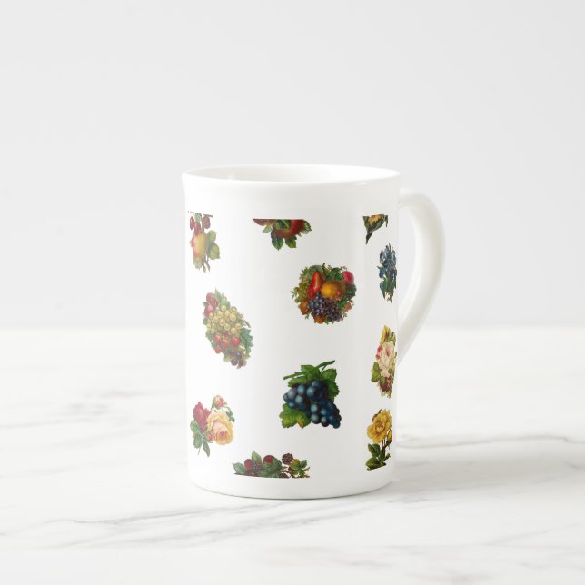 Vintage Fruits & Flowers Bone China Mug (Front Right)