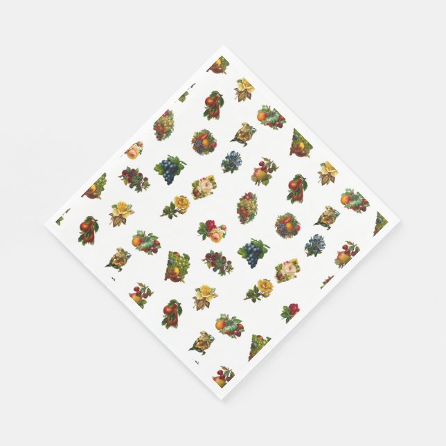 Vintage Fruits & Flowers Napkins (Corner)