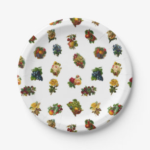 Vintage Fruits & Flowers Paper Plates