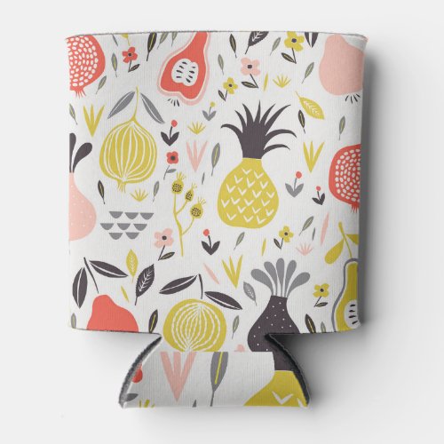 Vintage fruits flowers seamless pattern can cooler