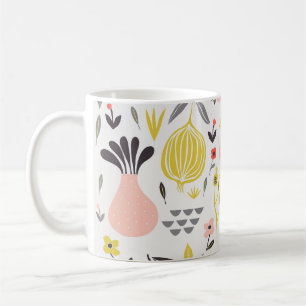 Vintage fruits, flowers: seamless pattern. coffee mug