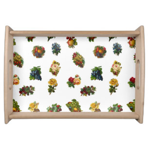 Vintage Fruits & Flowers Serving Tray