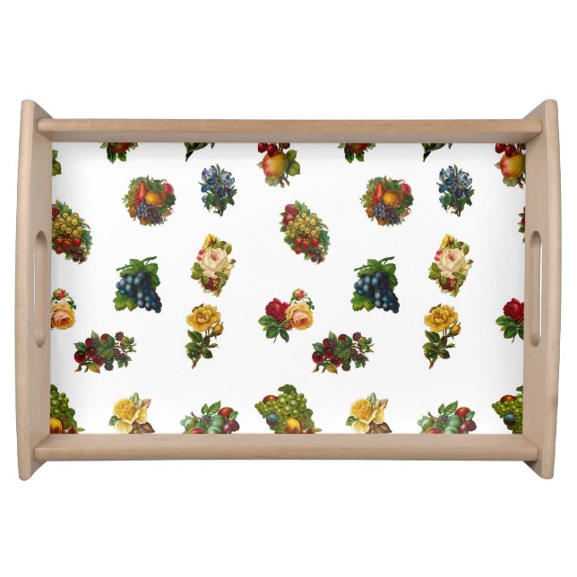 Vintage Fruits & Flowers Serving Tray (Front)