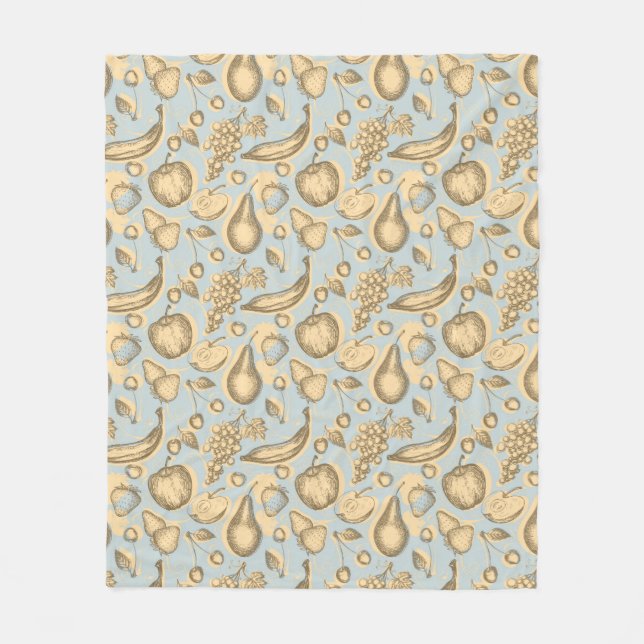 Vintage fruits pattern fleece blanket (Front)