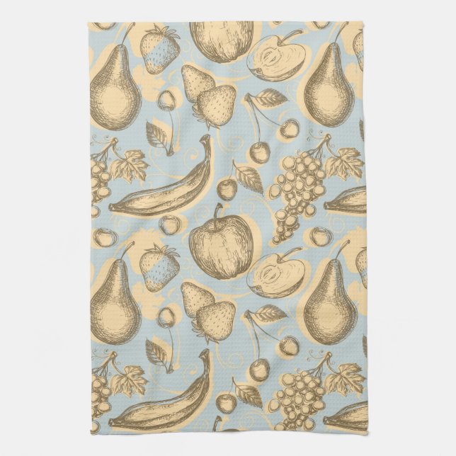 Vintage fruits pattern kitchen towel (Vertical)