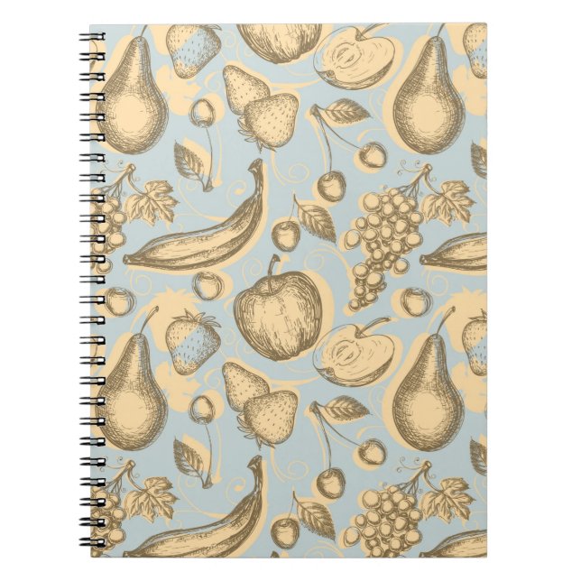 Vintage fruits pattern notebook (Front)